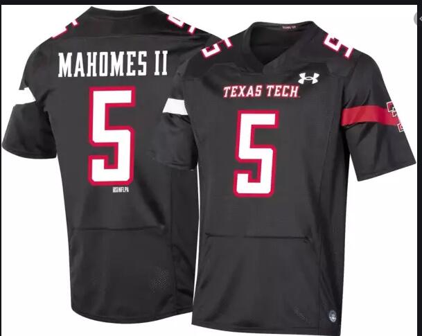 Men's Texas Tech Red Raiders #5 Patrick Mahomes II Under Armour 2020 Black College Football Jersey