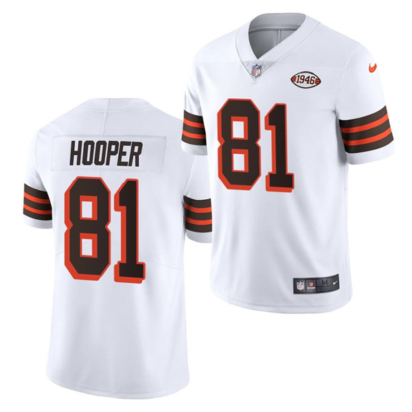 Mens Cleveland Browns 81 Austin Hooper Nike 2021 White Retro 1946 75th