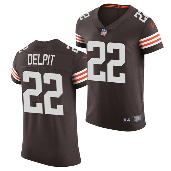 Mens Cleveland Browns #22 Grant Delpit Nike Brown Home Vapor Limited Jersey