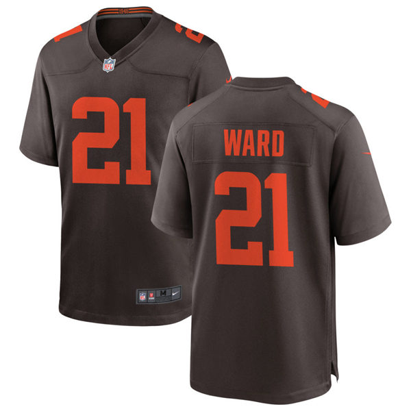 Mens Cleveland Browns #21 Denzel Ward Nike Brown Alternate Player Vapor Limited Jersey