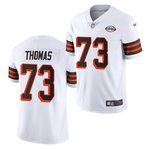 Mens Cleveland Browns Retired Player #73 Joe Thomas Nike 2021 White Retro 1946 75th Anniversary Jersey