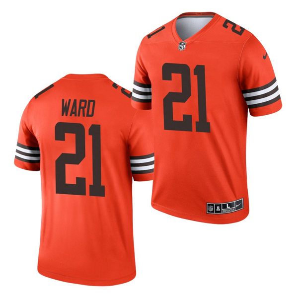 Mens Cleveland Browns #21 Denzel Ward Nike Orange 2021 Inverted Legend Jersey