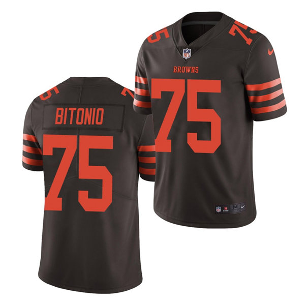 Mens Cleveland Browns #75 Joel Bitonio Nike Brown Color Rush Legend Player Jersey 