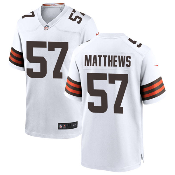 Mens Cleveland Browns Retired Player #57 Clay Matthews Nike White Away Vapor Limited Jersey