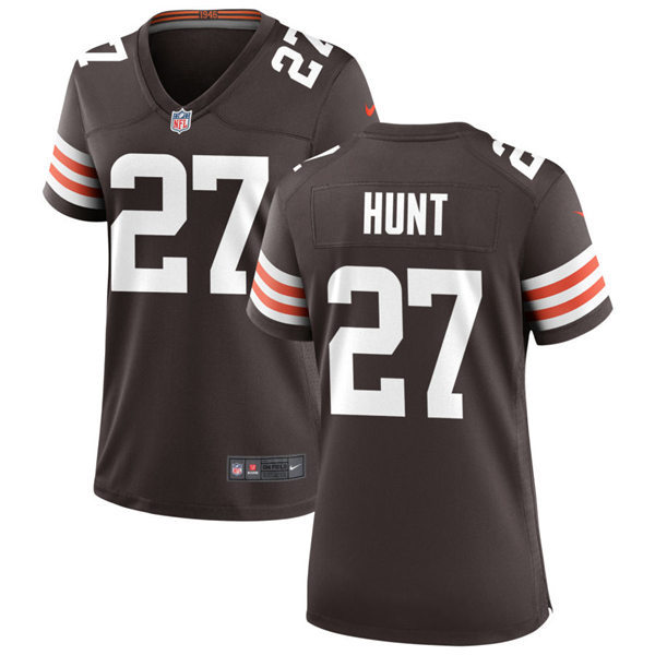 Womens Cleveland Browns #27 Kareem Hunt Nike Brown Home Vapor Limited Jersey