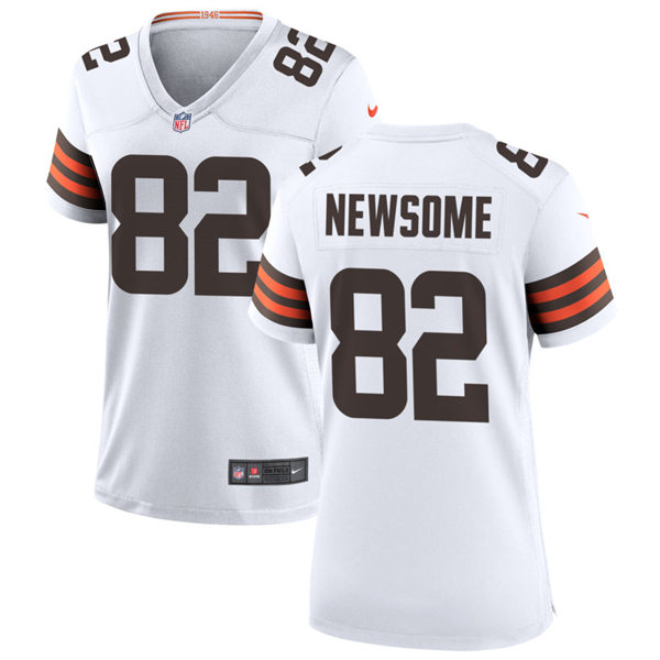 Womens Cleveland Browns Retired Player #82 Ozzie Newsome Nike White Away Vapor Limited Jersey