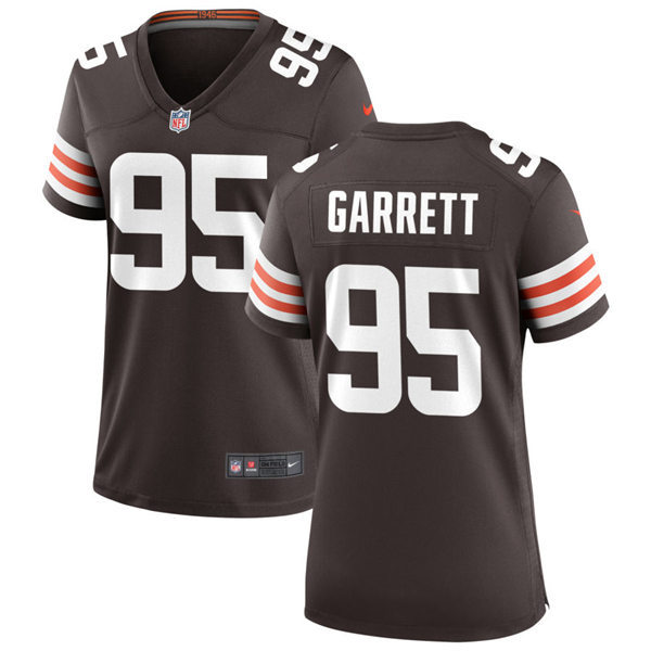 Womens Cleveland Browns #95 Myles Garrett Nike Brown Home Vapor Limited Jersey