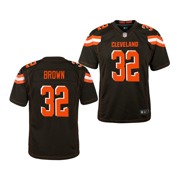 Youth Cleveland Browns Retired Player #32 Jim Brown Stitched Nike 2018 Brown Vapor Limited Jersey