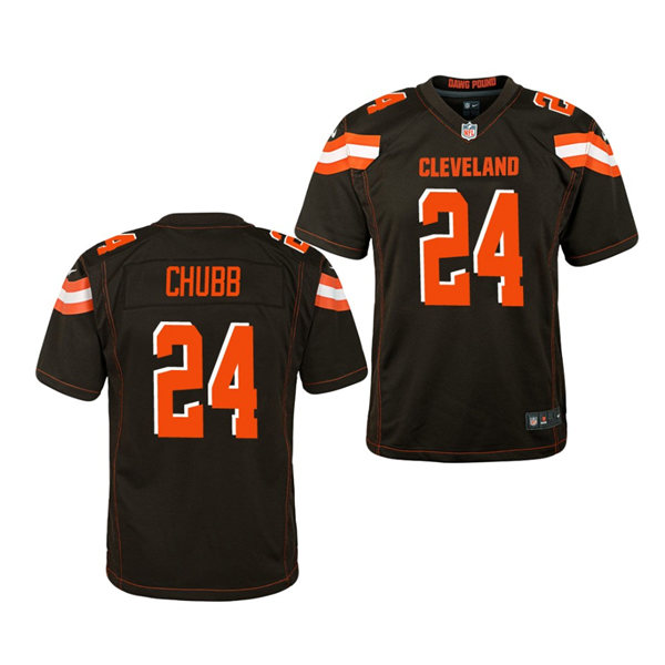 Youth Cleveland Browns #24 Nick Chubb Stitched Nike 2018 Brown Vapor Player Limited Jersey