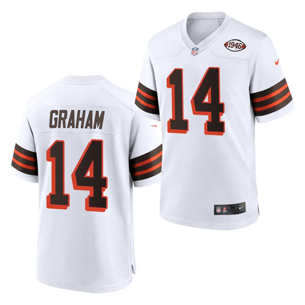 Youth Cleveland Browns Retired Player #14 Otto Graham Nike 1946 Throwback White 75th Anniversary Game Jersey
