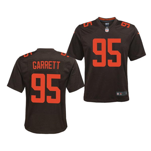 Youth Cleveland Browns #95 Myles Garrett Nike Brown Alternate Vapor Limited Jersey