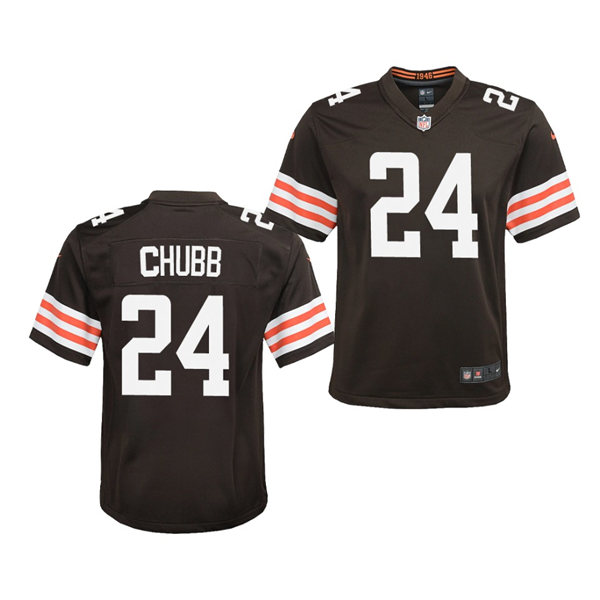 Youth Cleveland Browns #24 Nick Chubb Nike Brown Home Vapor Limited Jersey