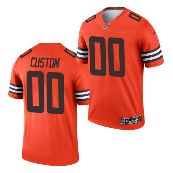 Mens Cleveland Browns Custom Greedy Williams Jamie Gillan Nick Harris Bernie Kosar Nike Orange 2021 Inverted Legend Jersey