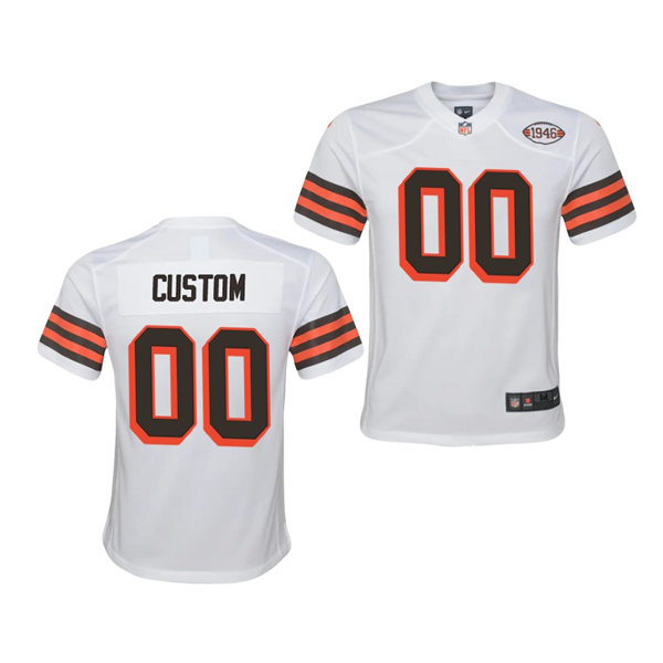 Youth Cleveland Browns Custom Nike White 1946 Retro 75th Anniversary Jersey