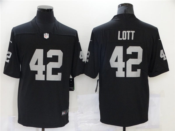 Mens Las Vegas Raiders Retired Player #42 Ronnie Lott Nike Black Vapor Limited Jersey
