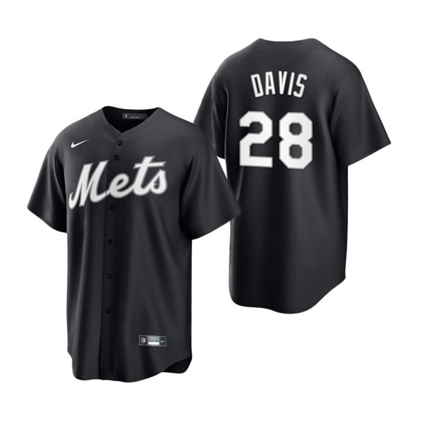 Mens New York Mets #28 J.D. Davis Nike Stitched 2021 Black Fashion Jersey
