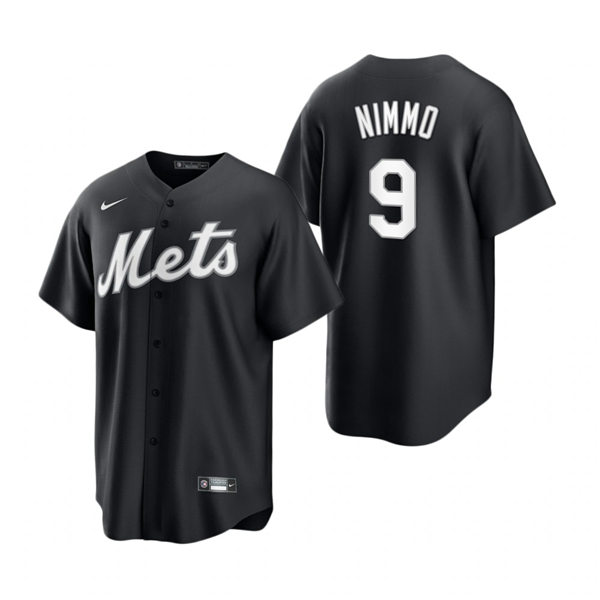 Mens New York Mets #9 Brandon Nimmo Nike Stitched 2021 Black Fashion Jersey