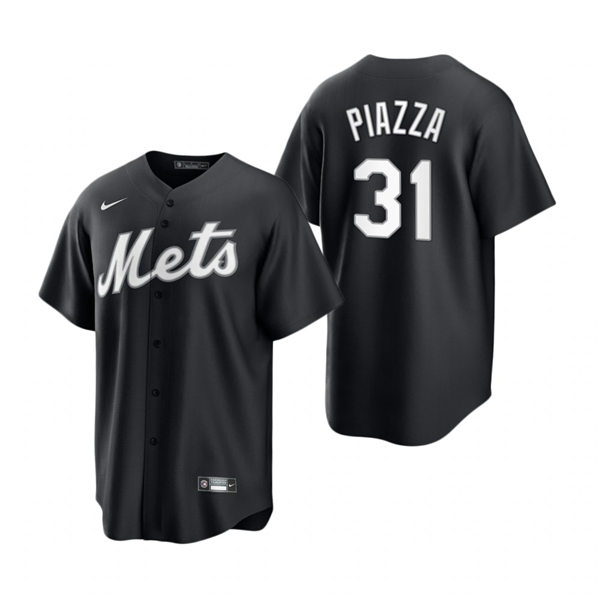 Mens New York Mets #31 Mike Piazza Nike Stitched 2021 Black Fashion Jersey
