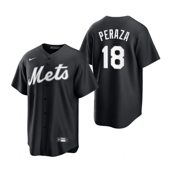 Mens New York Mets #18 Jose Peraza Nike Stitched 2021 Black Fashion Jersey
