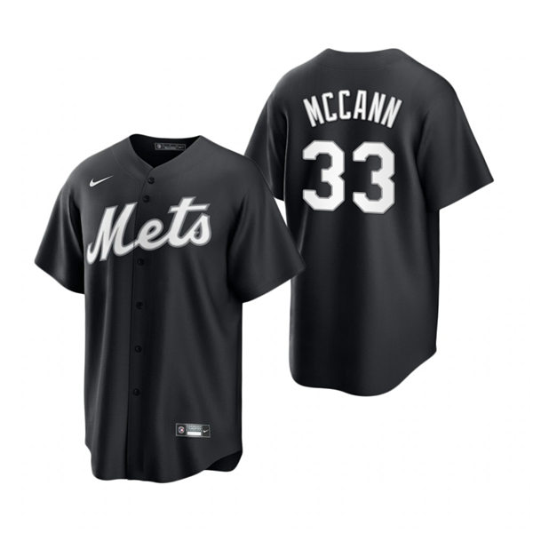 Mens New York Mets #33 James McCann Nike Stitched 2021 Black Fashion Jersey