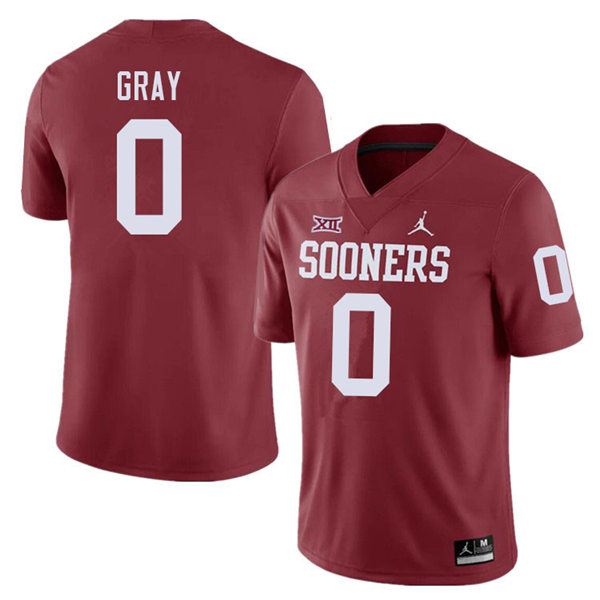 Mens Oklahoma Sooners #0 Eric Gray Crimson Jordan College Football Game Jersey