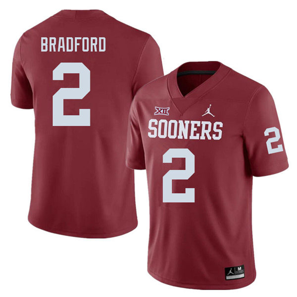 Mens Oklahoma Sooners #2 Tre Bradford Crimson Jordan College Football Game Jersey