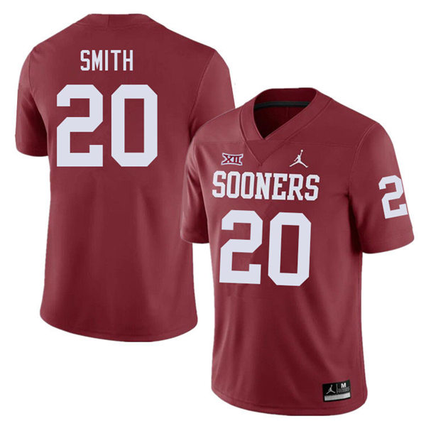 Mens Oklahoma Sooners #20 Clayton Smith Crimson Jordan College Football Game Jersey