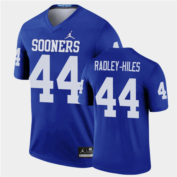 Mens Oklahoma Sooners #44 Brendan Radley-Hiles Blue Jordan Legend College Football Jersey