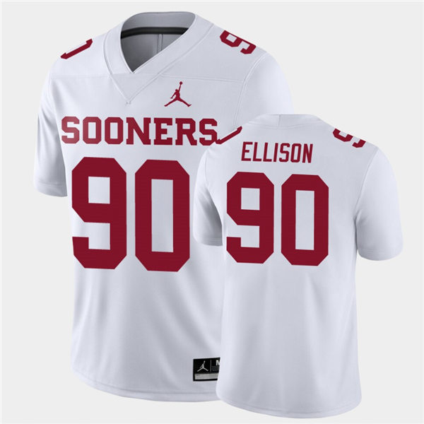 Mens Oklahoma Sooners #90 Josh Ellison White Jordan College Football Game Jersey