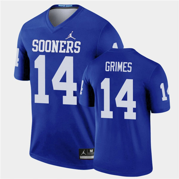 Mens Oklahoma Sooners #14 Reggie Grimes Blue Jordan Legend College Football Jersey
