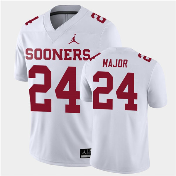 Mens Oklahoma Sooners #24 Marcus Major White Jordan College Football Game Jersey