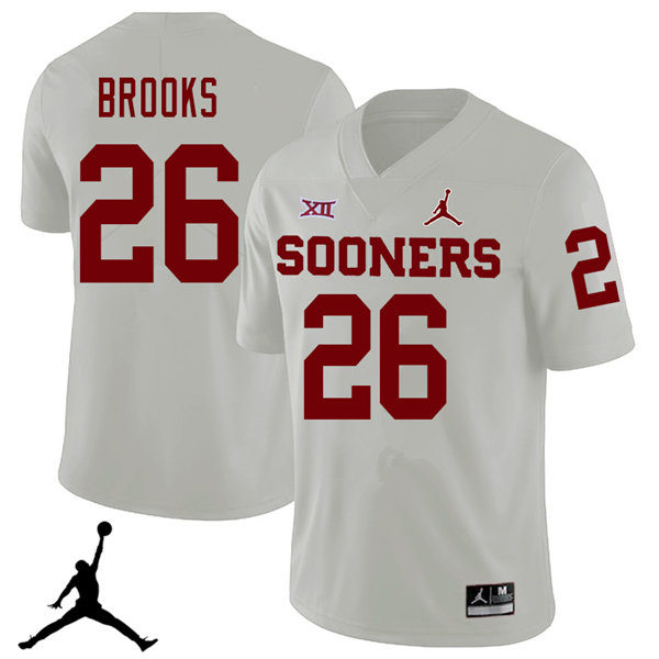 Mens Oklahoma Sooners #26 Kennedy Brooks White Jordan College Football Game Jersey