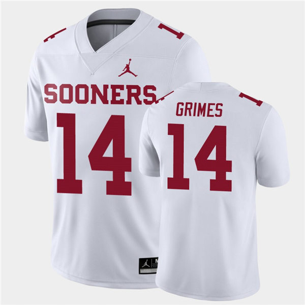 Mens Oklahoma Sooners #14 Reggie Grimes White Jordan College Football Game Jersey
