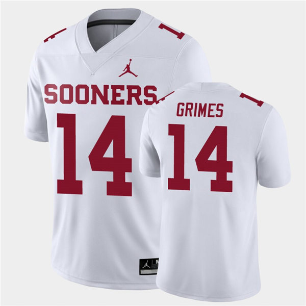 Mens Oklahoma Sooners #14 Reggie Grimes White Jordan College Football Game Jersey
