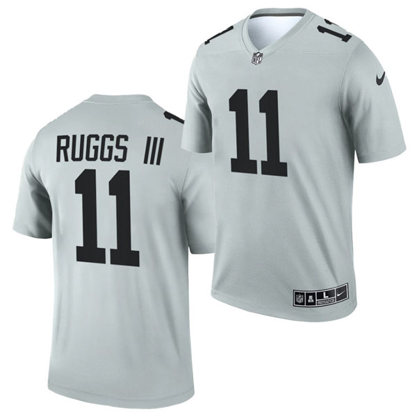 Men Las Vegas Raiders #11 Henry Ruggs III Nike 2021 Silver Inverted Legend Jersey