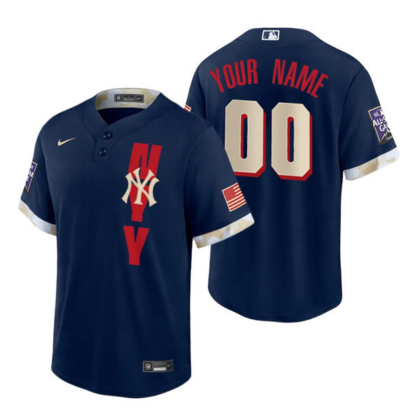 Mens New York Yankees Custom Tyler Wade Luke Voit Jonathan Davis Brett Gardner DJ LeMahieu Nike Navy 2021 MLB All-Star Game Jersey