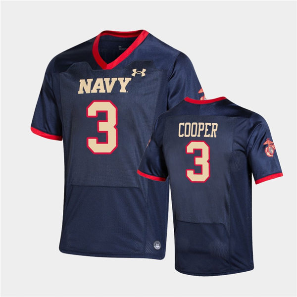 Mens Navy Midshipmen #3 Mychal Cooper Under Armour Navy USMC Special Game Football Jersey