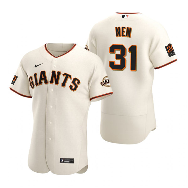 Mens San Francisco Giants Retired Player #31 Robb Nen Nike Cream Home Flexbase Jersey