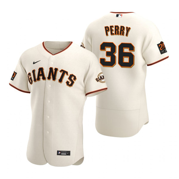 Mens San Francisco Giants Retired Player #36 Gaylord Perry Nike Cream Home Flexbase Jersey