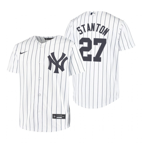 Youth New York Yankees #27 Giancarlo Stanton Nike White Home With Name Jersey