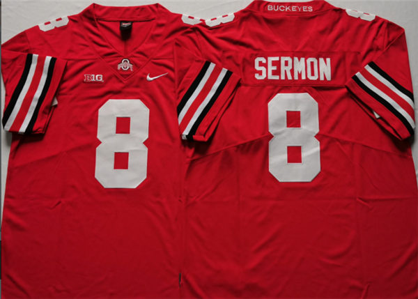 Mens Ohio State Buckeyes ##8 Trey Sermon Nike Scarlet College Football Game Jersey