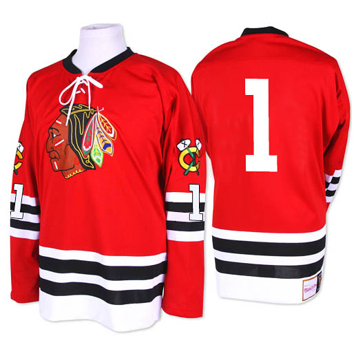 Mens Chicago Blackhawks #1 Glenn Hall Red 1960-61 CCM Throwback Jersey