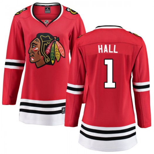 Womens Chicago Blackhawks Retired Player #1 Glenn Hall Adidas Home Red Jersey