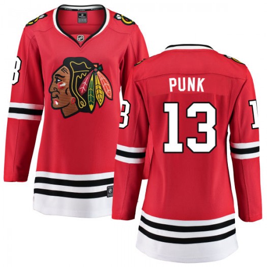 Womens WWE Champion #13 CM Punk Chicago Blackhawks Adidas Home Red Hockey Jersey