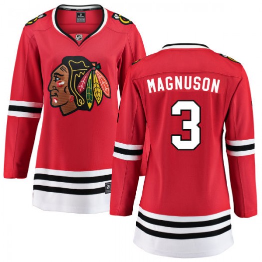 Womens Chicago Blackhawks Retired Player #3 Keith Magnuson Adidas Home Red Jersey