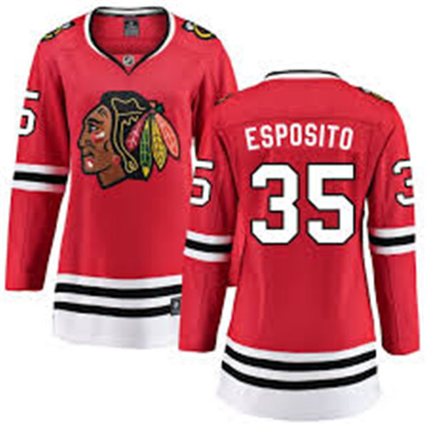 Womens Chicago Blackhawks Retired Player #35 Tony Esposito Adidas Home Red Jersey