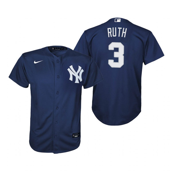 Youth New York Yankees #3 Babe Ruth Nike Navy Alternate Jersey