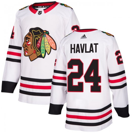 Mens Chicago Blackhawks Retired Player #24 Martin Havlat Adidas Away White Jersey