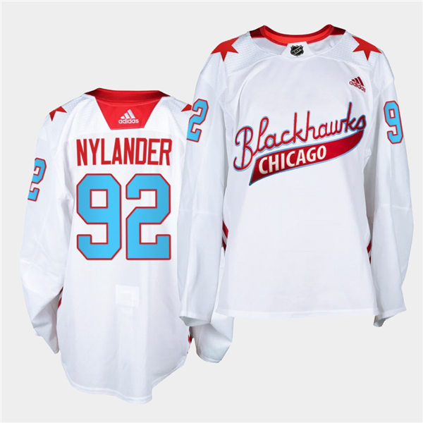 Mens Chicago Blackhawks #92 Alexander Nylander Adidas White 2021 One Community Night Jersey