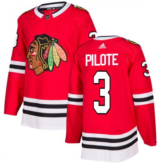 Mens Chicago Blackhawks Retired Player #3 Pierre Pilote Adidas Home Red Jersey